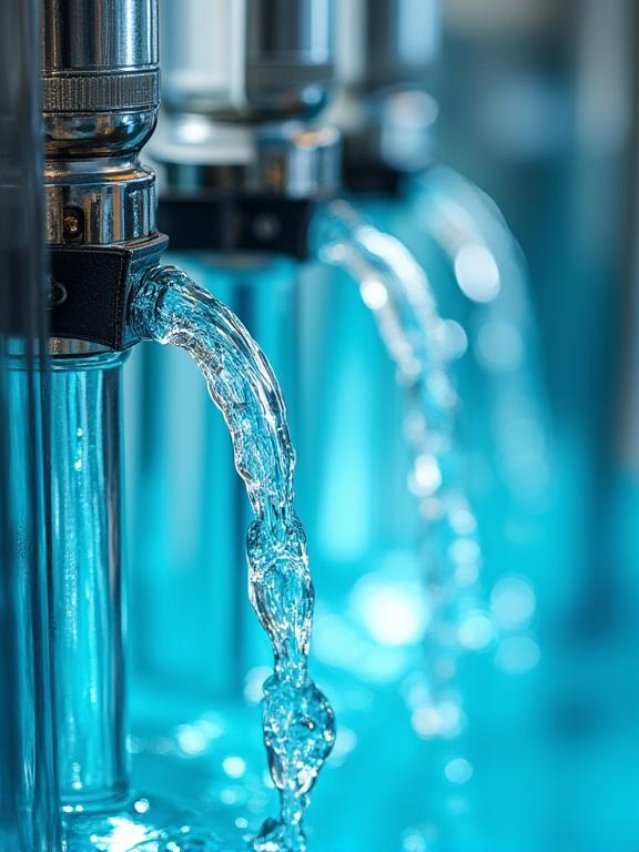 Clean water flowing through a filtration system at the car wash.