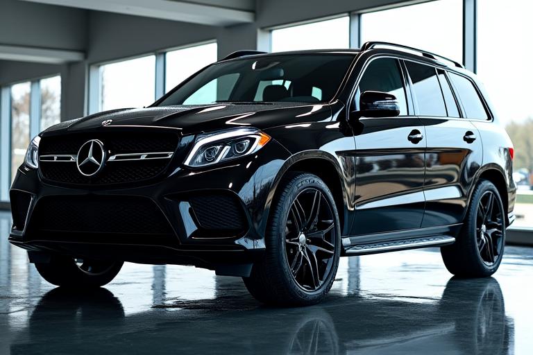 The same black SUV, now sparkling clean.