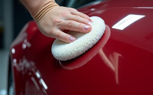 Detailed hand polishing of a car's exterior.
